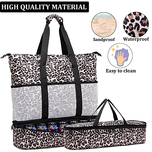 JIANYA Beach Bag Women Waterproof Sandproof Beach Tote Bags with Cooler Top Zipper Large Totes for Pool Travel Daily