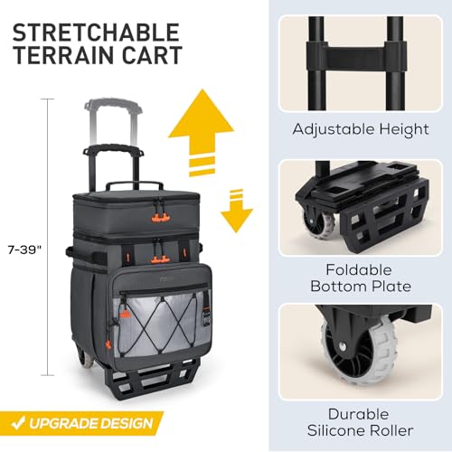 TOURIT 75 Can Insulated Rolling Cooler, Detachable Double Deck Beach Cooler with Wheels, Collapsible Soft Sided Cooler Bag...