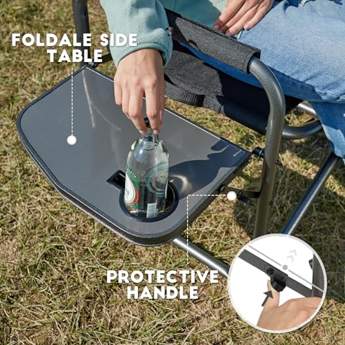 TIMBER RIDGE Aluminum Oversized Camping Chair, Lightweight Portable Directors Chair with Side Table Detachable Side Pocket...