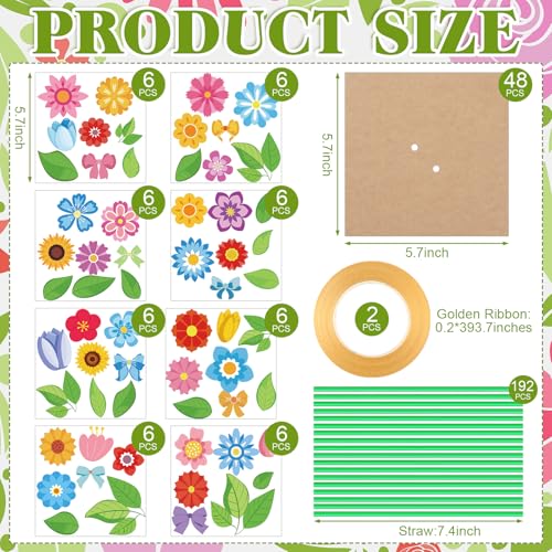 Motipuns 48 Set Spring Bouquet Flower Craft Kit Mother's Day DIY Flower Bow Paper Crafts Colorful Bouquets Make Your Own T...