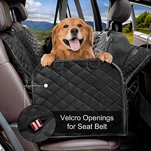 Femuar Dog Car Seat Cover with Storage Pockets Mesh Visual Window, Waterproof Nonslip , Heavy Duty Scratchproof Pet Dog Ba...