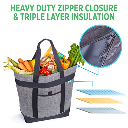 Jumbo Insulated Cooler Bag (Charcoal) with HD Thermal Insulation - Premium, Collapsible Soft Cooler Makes a Perfect Insula...