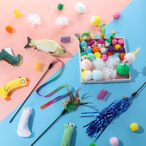 Shappy 150 Pcs Cat Toys for Indoor Cats Bulk, Kitten Toys Pack, Variety Interactive Gift Including Mice Interactive Silent...