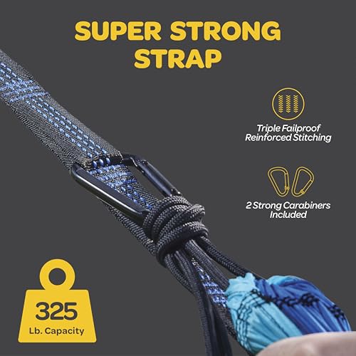 Durable Hammock 400 lb Capacity, Nylon Camping Hammock Chair - Double or Single Sizes w/Tree Straps and Attached Carry Bag...