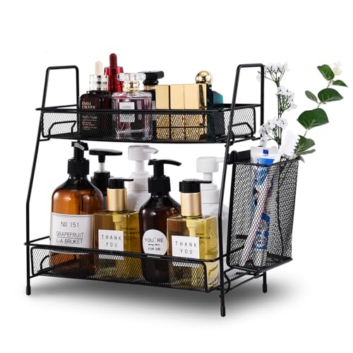 LEMIKKLE 2-Tier Bathroom Countertop Organizer,Skincare, Makeup Countertop Organizers, Kitchen, Bathroom Counter Storage wi...