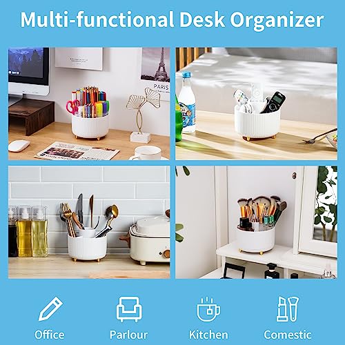 Marbrasse Desk Organizer, 360-Degree Rotating Pen Holder, Desk Organizers and Accessories with 5 Compartments Pencil Holde...
