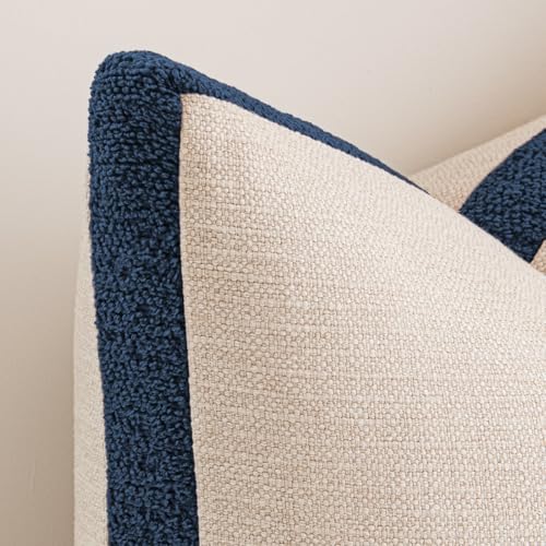 a moment Loop Yarn Linen-Like Pillow Cover Natural Soft Decorative Throw Pillow Case Farmhouse 12x20 Inch, Bohemian Textur...