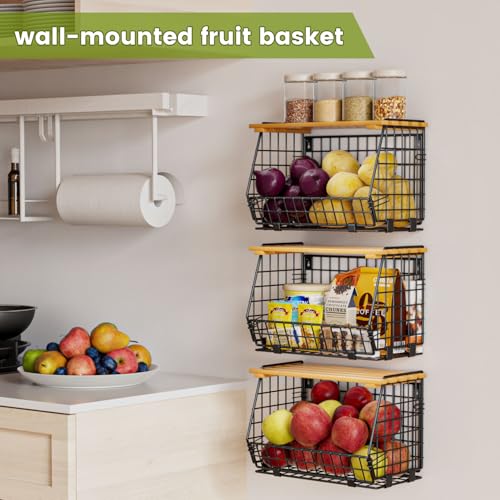 GGIU Wire Fruit Basket for Kitchen Storage: Hanging and Counter Basket for Vegetable Produce - Potato and Onion Storage fo...