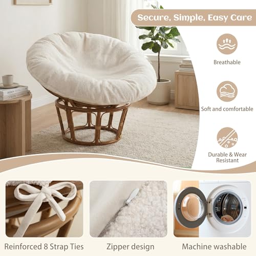 ANMINY Papasan Cushion Cover ONLY Thick Soft Fleece Slipcover for Papasan Cushion, Removable Machine Washable Round Chair ...