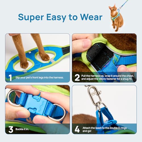 Cat Harness and Leash Set, Step-in Escape Proof Adjustable Vest Harness for Small Medium Large Cats, Lightweight Soft Brea...