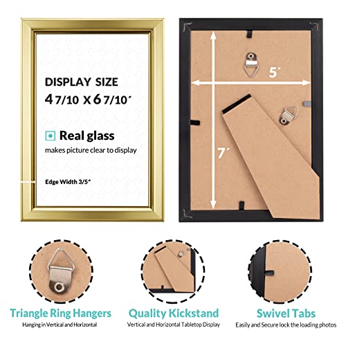 LaVie Home 5x7 Picture Frames (12 Pack, Gold) Simple Designed Photo Frame with High Definition Glass for Wall Mount & Tabl...