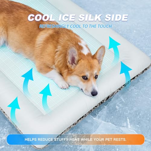 Dog Cooling Mat, Self Warming Cat Bed, Reversible Warm & Cooling Cat Bed, Winter Warm Cat Pad & Summer Cooling Cat Mat for...