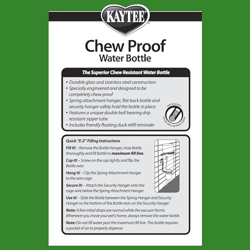 Kaytee Chew-Proof Water Bottle for Pet Ferrets and Rabbits, 26 oz