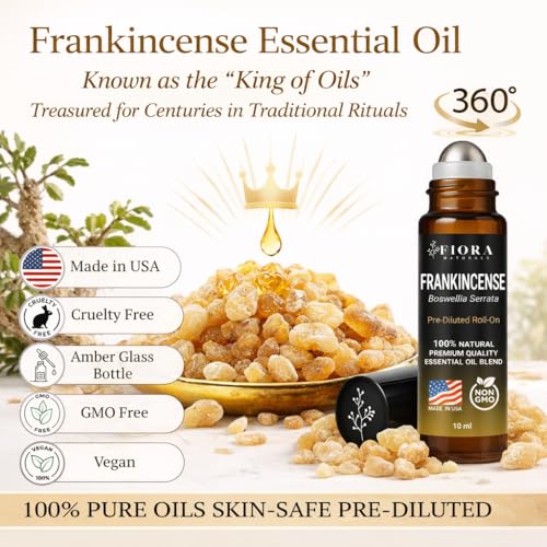 Frankincense Roll On – Pre-Diluted Frankincense Oil Essential Oil for Joints, Muscles & Skin Care, Aromatherapy Roller, Fr...