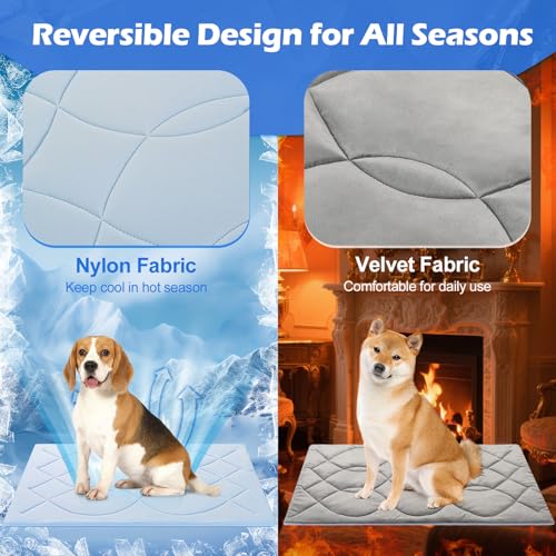 Tivray Dog Cooling Mat, 48'' × 28'' Large, Q-Max>0.4 Self-Cooling Mat for Dog Reversible (Cool & Warm), Double-Sided Pet C...