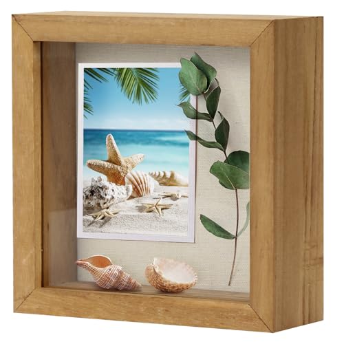 TJ.MOREE Shadow Box Frame 5 x 5 Shadowbox Display Case Picture Frame Memorabilia Wedding Bouquet Flowers Medals Military P...