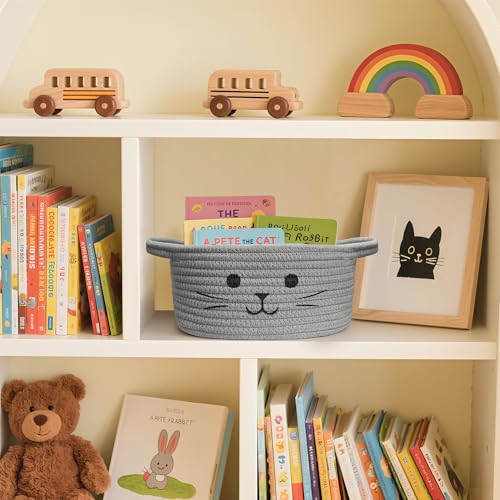 BYLSSNUK 9.8" x 4" Small Cat Toy Basket - Gift Baskets Empty for Baby Shower Baby Baskets for Nursery Cute Woven Rope Stor...