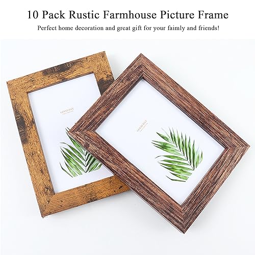 Picture Frame Set 10 pack, Farmhouse Photo Frames, Gallery Wall Frame Collage, with Two 8x10, Four 5x7, Four 4x6 Photo Fra...