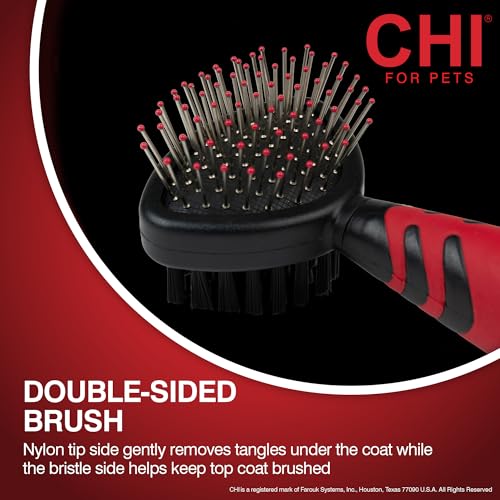 CHI for Dogs Small Dog Detangling Kit, 3-Piece Grooming Set with Detangling Spray, Slicker Brush, and Double-Sided Pin-an...