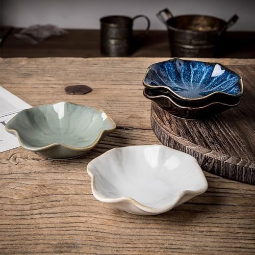 Koyzsen 2Pcs Ceramic Jewelry Dish - Lotus Leaf Shape, for Ring Holder Necklace Small Key, Suitable for Mother Friend Siste...