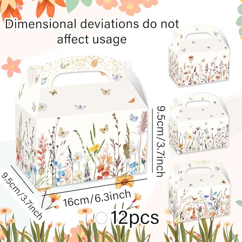 BACH AND BOUJEE 12 PCS Wildflower Party Treat Boxes Flower Party Favor Gift Box Wildflower Theme Candy Goodies Bags for Fl...