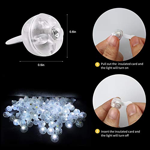 Aogist 100pcs White LED Balloon Light, Tiny Light Mini Round Led Ball Lamp for Paper Lantern Balloon, Indoor Outdoor Event...