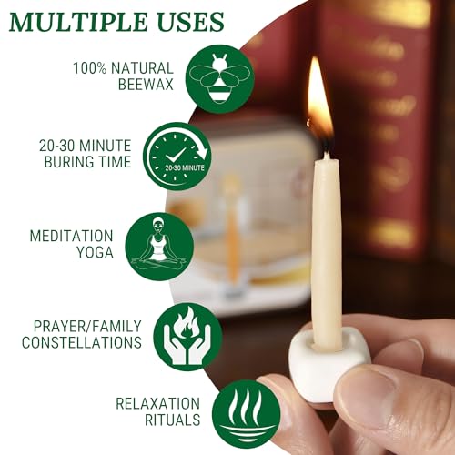 Meditation Beeswax Candles 40Pcs, 20 Minute Mini Candles Set, 2.6 Inch Small Bees Wax Taper Candles - Smokeless, Dripless ...