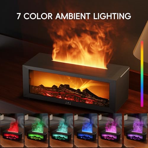 YALEDI Essential Oil Diffuser, 7 Colors Fireplace Flame Fire Oil Diffuser, 150ml Ultrasonic Aromatherapy Humidifier, Scent...