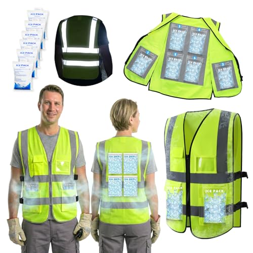 HJDHS Cooling Ice Vest with 24pcs Ice Pack - Cooling Vest with Adjustable Strap Cool Vest with Pockets