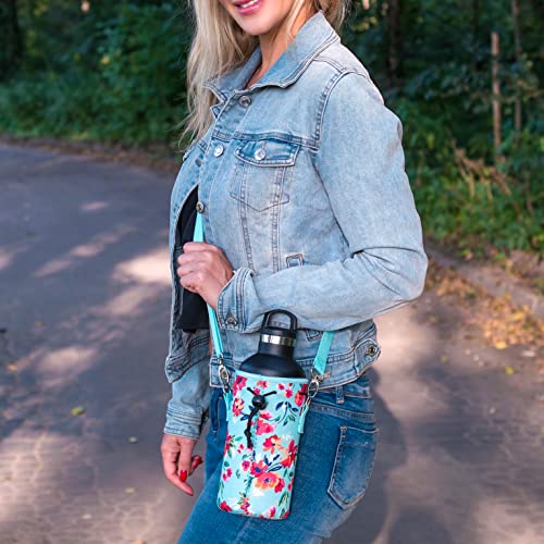 Made Easy Kit Neoprene Water Bottle Carrier Holder with Adjustable Shoulder Strap for Insulating & Carrying Water Containe...