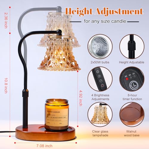 Candle Warmer Lamp with Candle Melter, Electric Candle Lamp Warmer, with Timer & Dimmer Height Adjustable Scented Candles,...