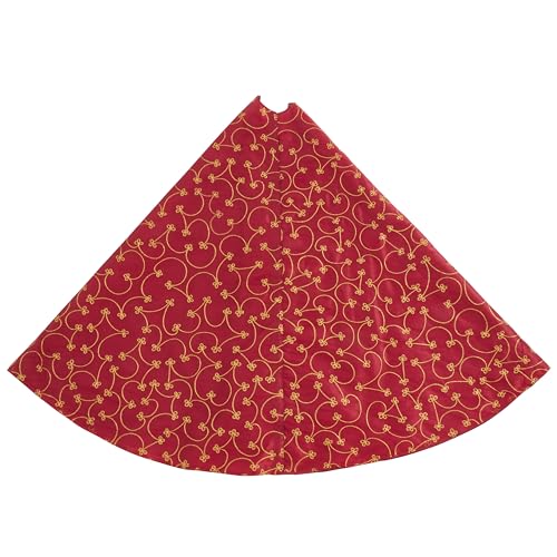 SARO LIFESTYLE Lala Collection Ari Embroidered Christmas Tree Skirt, 52", Burgundy