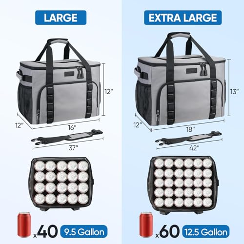 BALEINE Extra Large Soft Cooler Bag, Portable Leakproof Cooler, 40/60 Cans Volume for Beach, Camping, Kayaking, Travel, an...