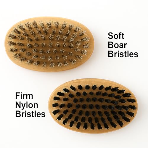 Goat Brushes for Grooming 2 Pack, Wooden Livestock Brush Set for Goats, Sheep, Calves, Horses, Dogs and Pigs, Soft Boar Br...