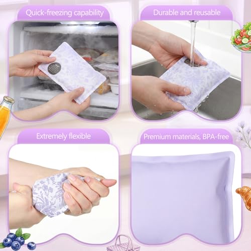 VIHOSE 2 Pcs Soft Ice Packs for Lunch Box and Cooler Bag Reusable Lightweight Long Lasting Cold Bottle Ice Pack for Lunch ...