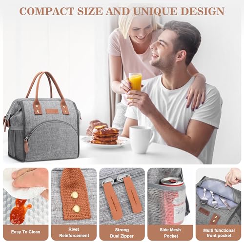 LOKASS Insulated Lunch Bag for Women & Men - Reusable 10 L Lunch Box for Women - Leakproof Tote Cooler Bag for Adults Wor...