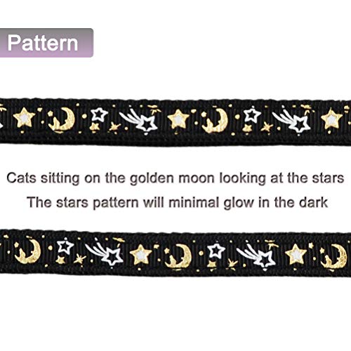 Cat Harness and Leash Set for Outdoor Walking Escape Proof Adjustable Soft Safety Strap with Golden Star and Moon Design G...