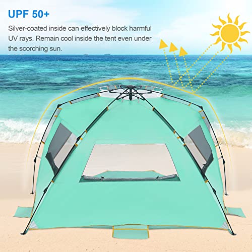 Wolfwise Instant Beach Tent Sun Shelter with Zippered Extendable Porch for Privacy, Portable Beach Tents with Carrying Ba...
