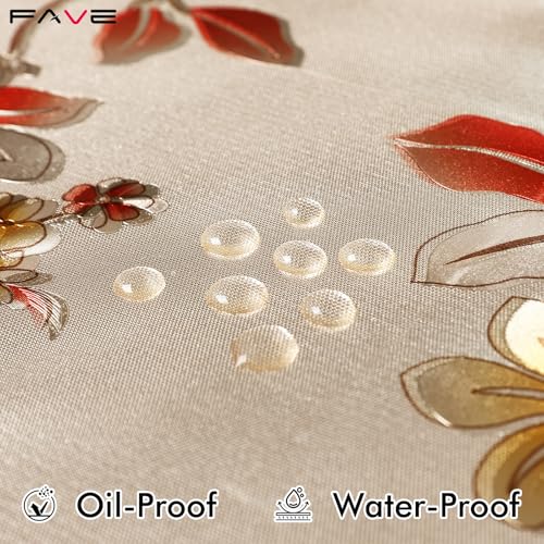 FAVE Peony Gold Tablecloths Vinyl Tablecloth for Kitchen Dining Table Wipeable PVC Tablecloth Cover for Wedding, Banquet, ...