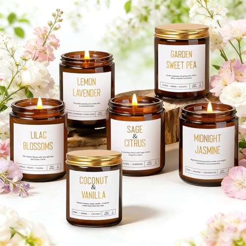 Candles for Home Scented - 6 Pack Soy Candles Non Toxic, Spring Scented Candles with Lavender,Coconut,Jasmine,Sage,Lilac B...