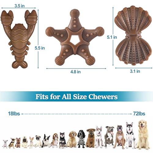NEZIN Dog Toys for Aggressive Chewers, Indestructible Toys for Large Dogs, Dog Chew for Large Medium Small Breed, 3 Pack S...