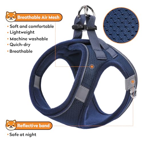 PWOD Dog Harness with Leash Set, No-Pull Step-in Reflective Pet Harness with 1 Leash Clips, Adjustable Soft Padded Easy Wa...