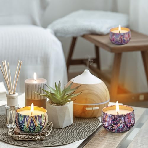 Hausware 3 Pack Scented Candles, 2.5 oz Aromatherapy Candles with Floral Scents,Soy Candles Set with 72H Burning Time,Idea...