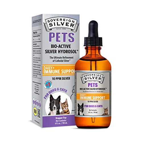 Sovereign Silver Pets Immune Support - Colloidal Silver, Bio-Active Silver Hydrosol, for Dogs and Cats 10 ppm, Liquid Drop...