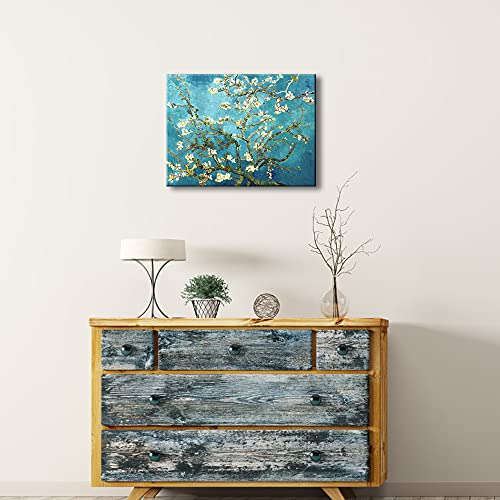 Wieco Art Almond Blossom Modern Framed Floral Giclee Canvas Prints By Van Gogh Famous Oil Paintings Reproduction Flowers P...