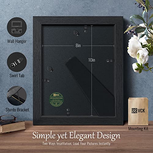 VCK 8x10 Picture Frame Set of 3, Black Wood Frames, Gallery Wall Decor Photo Frames for Wall Mounting Horizontally or Vert...