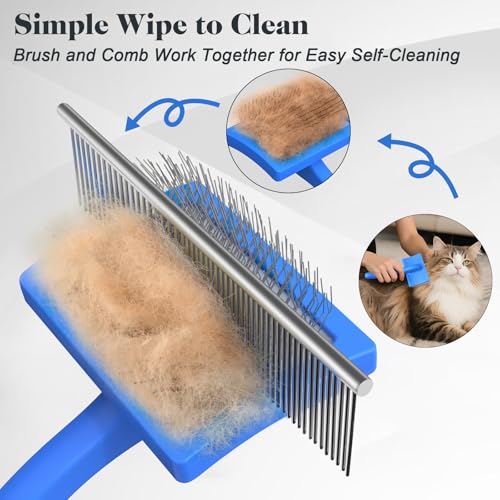 2PCS Slicker Brush for Dogs & Pet Comb,Professional Dog Grooming Brush (Goldendoodles,Poodles,Labradoodles) with Extra Lon...