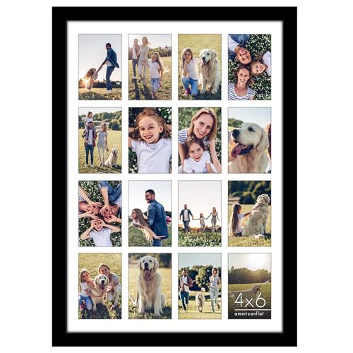 Americanflat 4x6 Collage Picture Frame with Polished Plexiglass - Multi Picture Frames Fit Sixteen 4x6 Photos or Use as On...