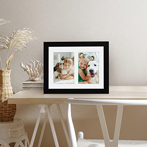 Americanflat 4x6 Double Picture Frame with Shatter-Resistant Glass - Fits Two 4x6 Photos or Use as One 8x10 Picture Frame...