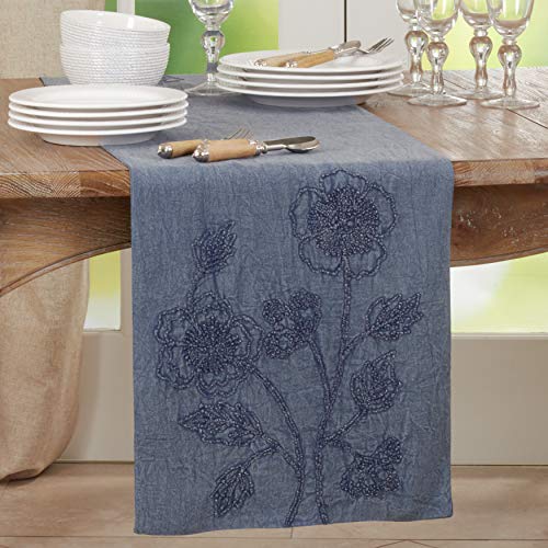 Stone Washed Floral Table Runner